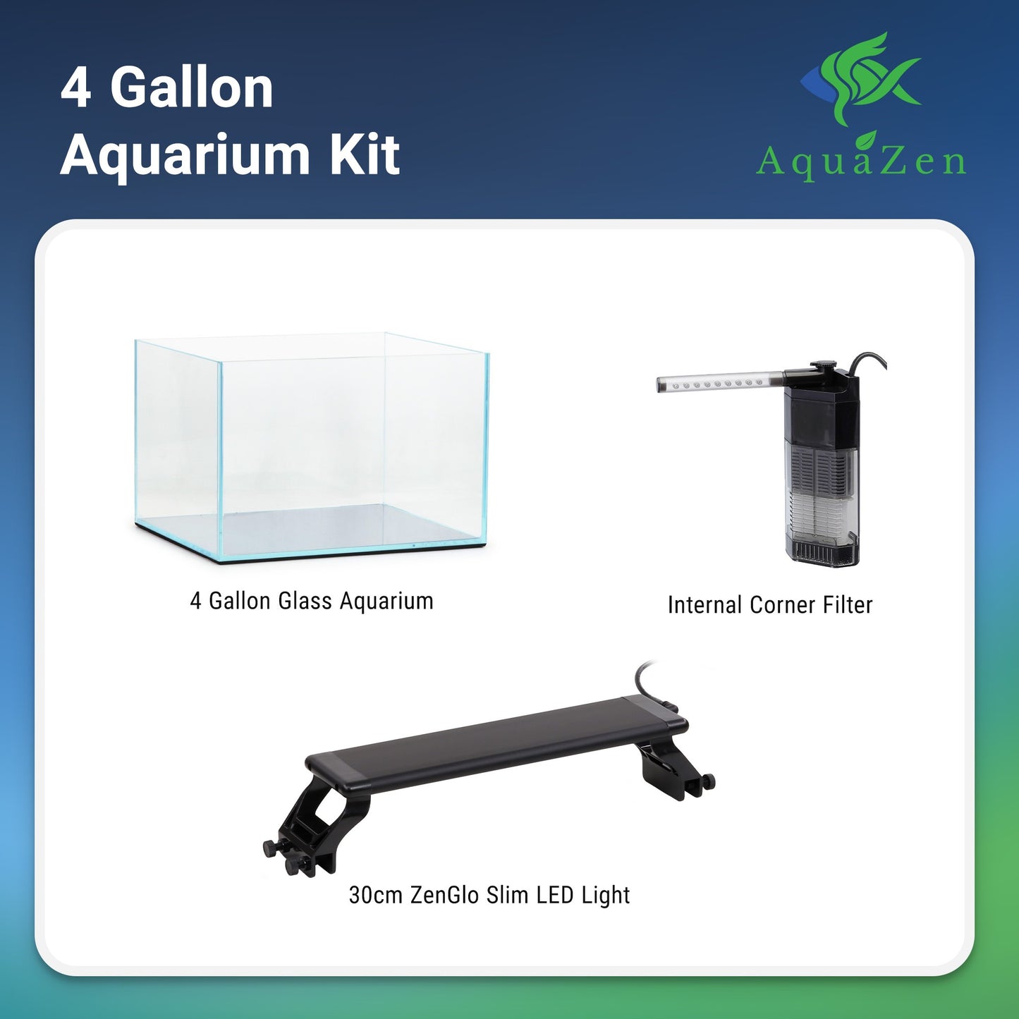 JBJ 10G Aquazen Scaper's Kit Complete - Tank+Filter+Light+Soil+AIO+H20 Cond.